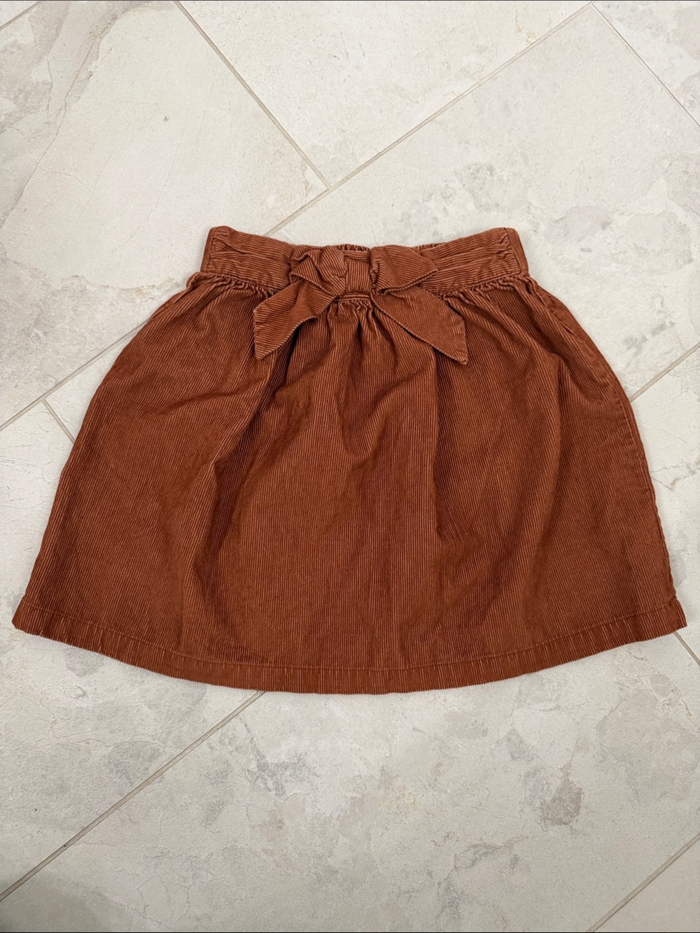 Girls Corduroy Tie-Waist Skirt in Rust